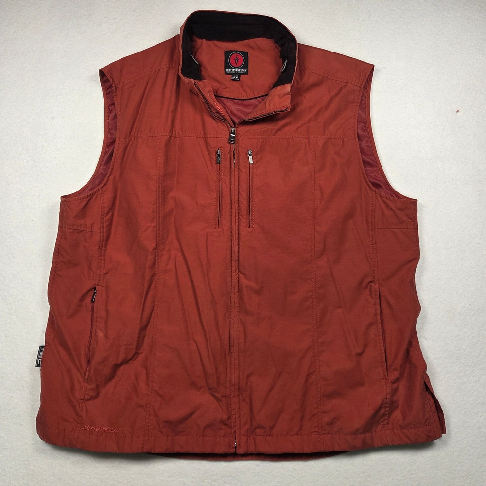Scottevest Travel SeV TEC Vest Mens 3XL Red Multi-Pocket Travel Utility Techwear